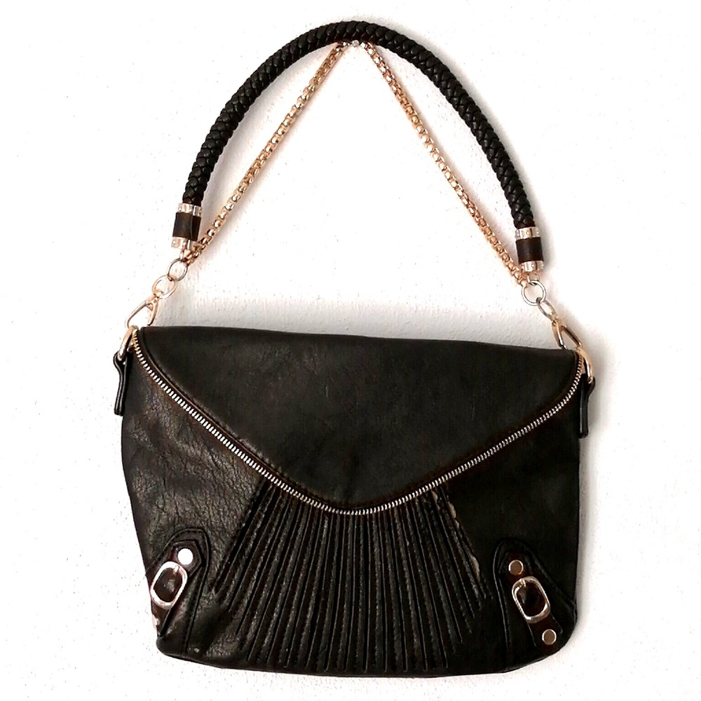 Urban Expressions Purse Womens Black M Handbag  Zip & Snap Close Double Straps